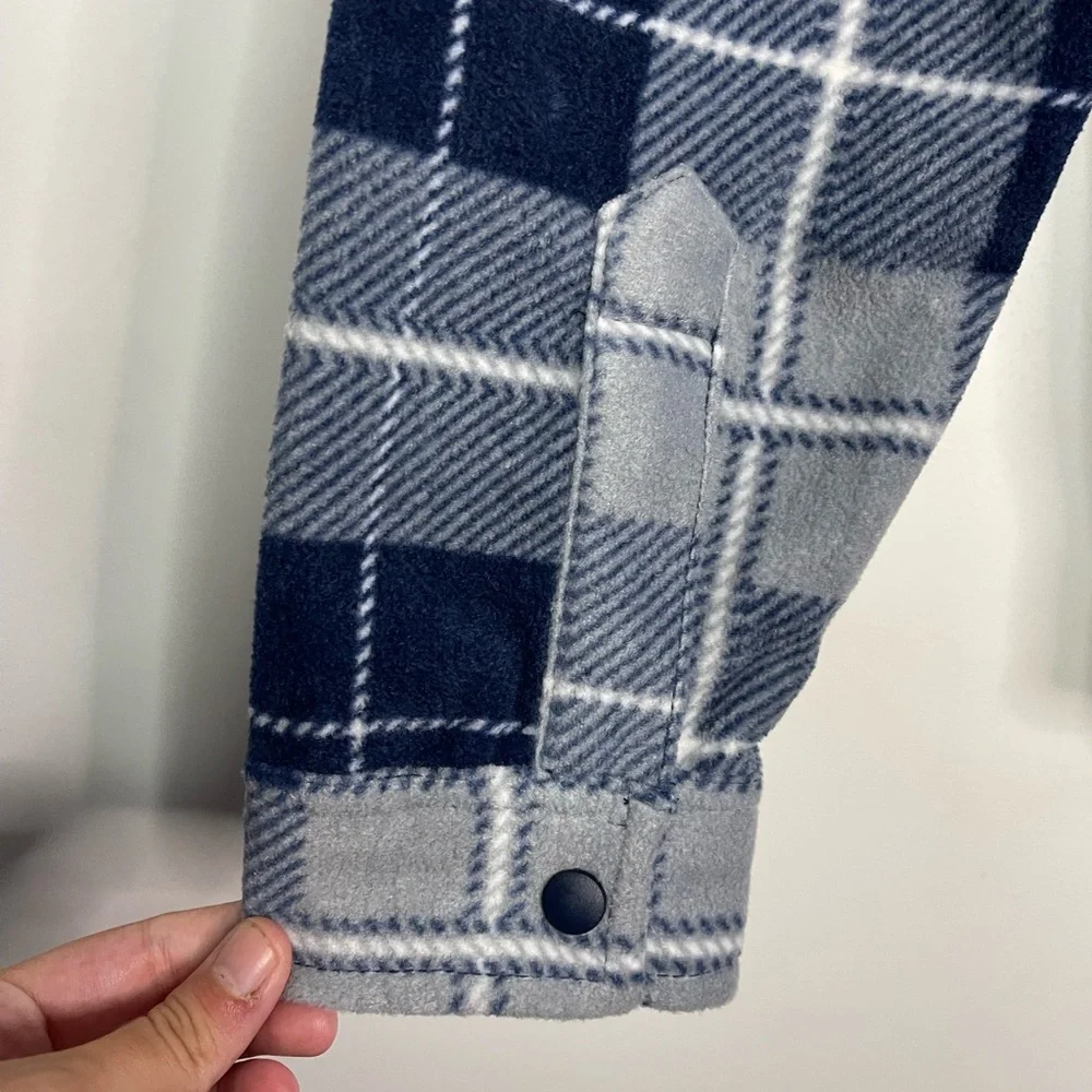 The Black Dog Kids Unisex Microfleece Plaid Flannel Hooded Shacket NWT